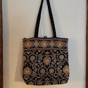 Vera Bradley Caffe Latte Black and Brown Toggle Tote Shoulder Bag